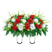 Artificial Flower for Outdoor, Rose Bouquet Artificial Flowers for Graves, Grave Flowers, Memorial Day Flower for Grave, Garden Artificial Flower, Artificial Floral, Plastic Faux Plants Bouquets