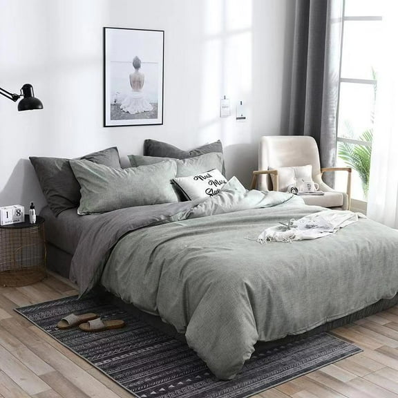 Flannel linen duvet cover pillowcase three piece set - warm and soft bedding, suitable for 2-meter beds, easy to clean double-sided design