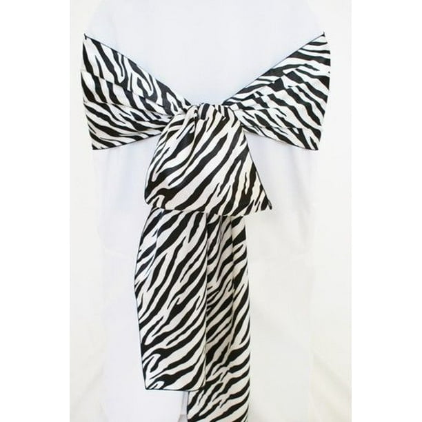 25 Pack Black White Zebra Flocking Taffeta Chair Sashes Bows Wedding ...