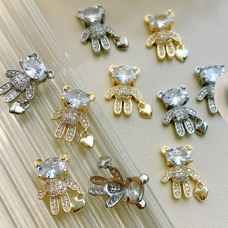 Cute Nail Jewelry Crystal Gems DIY Bear Nail Rhinestone 3D Luminous  Fuorescence