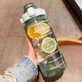 thumbnail image 1 of Botella de agua de paja deportiva de silicona portátil2000 ml deportes portátil paja agua botella de agua silicona taza de viaje interior al aire libre bebida bebida bebida con pegatinas al azar verde Eigraketly OD002243-04, 1 of 7