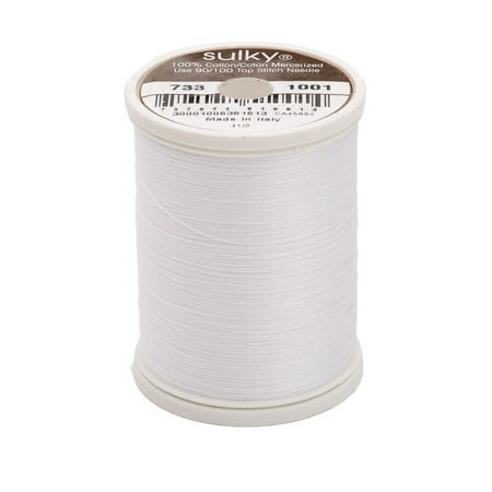 King Spool - 400d 30wt Cotton Thread, 500 yd, Bright White, King Snap Spool. 100% Long Staple Matte Finish By Sulky Of America