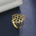 thumbnail image 3 of Hyasfey Ladies Ring Geometric Electroplating Hollowed Pattern Bright Luster Smooth Surface Dress Up Jewelry Witch Knot Stainless Steel Ring for Daily Wear, 3 of 8