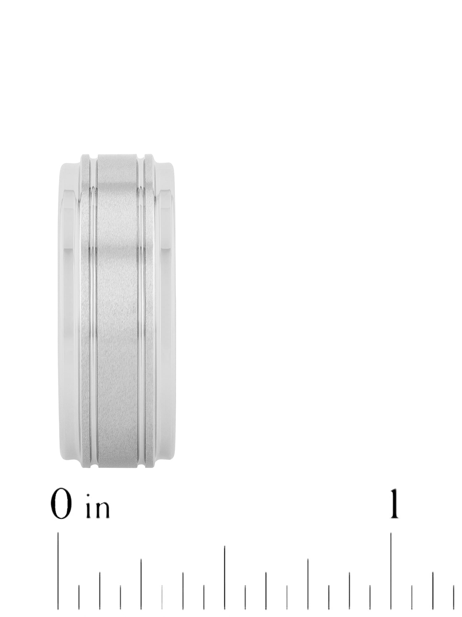 Men's White Finish Tungsten Grooved Step Edge 9MM Wedding Band by Brilliance Fine Jewelry - Men's Ring