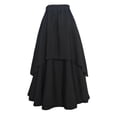 thumbnail image 2 of Vynhevius Women's Irregular Layered Maxi Skirt Solid Elastic Waist Vintage Medieval Casual Long A Line Skirts, 2 of 6