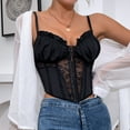 thumbnail image 5 of Tuosodrolic Corset Bustier for Women Renaissance Corsetss Front Closure Bodice Spaghetti Strap Crop Tops Embroidered Corset Tops, 5 of 6