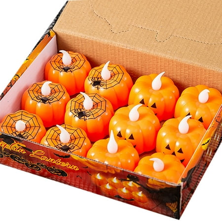

ZPAQI 12 Packs Halloween Candles Decoration Props LED Glowing Candle Lights Ghost Festival Products Night Lights Pumpkin Light