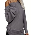 thumbnail image 2 of Womens Off The Shoulder Sweater Oversized Knit Long Sleeve Sweaters Tunic Tops, 2 of 4