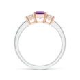 thumbnail image 2 of ANGARA Natural 0.9 Ct. Amethyst with Diamond Classic Ring in 14K Rose & White Gold for Women (Ring Size: 3), 2 of 9