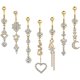 thumbnail image 1 of 7 Uds. De anillos para ombligo de 14g, anillos colgantes de acero quirúrgico 316l con circonita cúbica, barra para ombligo para mujer, joyería para Piercing corporal, plata/oro/oro rosa, 1 of 5
