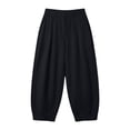 thumbnail image 3 of iHPH7 Women's Lantern Barrel Pants High Waisted Cotton Linen Balloon Harem Trousers with Pockets Tapered Hem Casual Summer Boho Beach Lounge Black L, 3 of 8