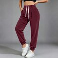 thumbnail image 6 of XuJwPNcy Women Jogger Pants Lightweight Drawstring High Waist Cinch Bottoms Trousers Workout Running Pants with Pockets(Wine,X-Large), 6 of 7