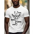 thumbnail image 3 of Giraffe Men's T Shirts Eyes Hello T-Shirt for Men Animal Sketch Crew Neck Tees Cotton Tops, White, XL, 3 of 7
