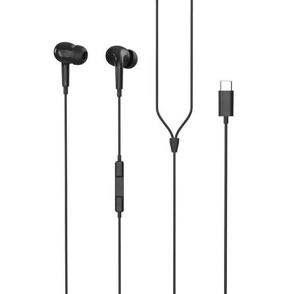 RadioShack Wired Type-C Earphones with Microphone (Black) 