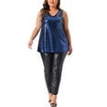 thumbnail image 2 of Agnes Orinda Women's Plus Size Tops Sleeveless Sparkle Shimmer Glitter Sequin V Neck Tank Top 4X Blue, 2 of 5