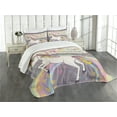 thumbnail image 3 of Ambesonne Feminine Quilted Bedspread Set 3 Pcs, Believe in Your Dreams Say, King Size, Beige and Lilac, 3 of 5