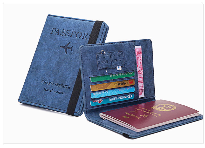 Travel Wallet with RFID Blocking Awesome Passport Wallet Credit Cards Holder Document Organizer Genuine Leather 