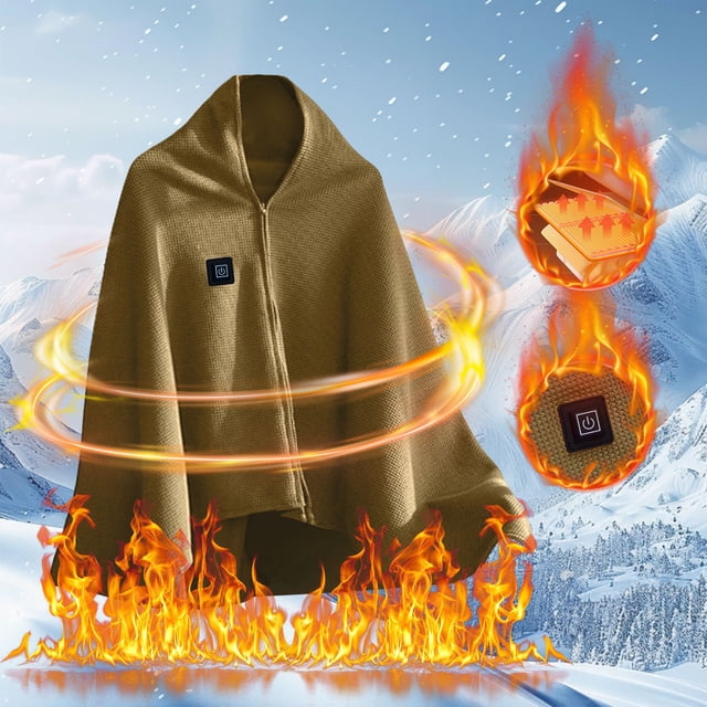 Heated Shawl, Portable Heated Shawl, Portable Heated Blanket, USB Heated Blanket, Zipper Electric Heated Blanket Shawl, 3 Heating Levels Heated Shawl for Women, Christmas New Year Gifts for Her
