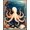 Navy Blue Teal Peach, Pattern 1, variant on Design&I 8'x10' Washable Area Rug Sleek Flatweave Pet Friendly Octopus Nautical Sea Creature Design With Marine Coral Reef Accents for King Size Bedroom, Under Bed