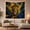 Lion Portrait, variant on Lion with Golden Swirls Against Dark Abstract Background, Mystical Fantasy Art for Animal Lovers, Modern Wildlife Decor, Housewarming Gift Tapestry Wall Hanging for Living Room and Bedroom