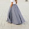 thumbnail image 4 of Luxalzxs Women's Plus Size Plaid Ruffled Maxi Skirt with Pockets Summer Casual Elegant High Waist Flared Swing Flowy A Line Long Skirt, 4 of 7