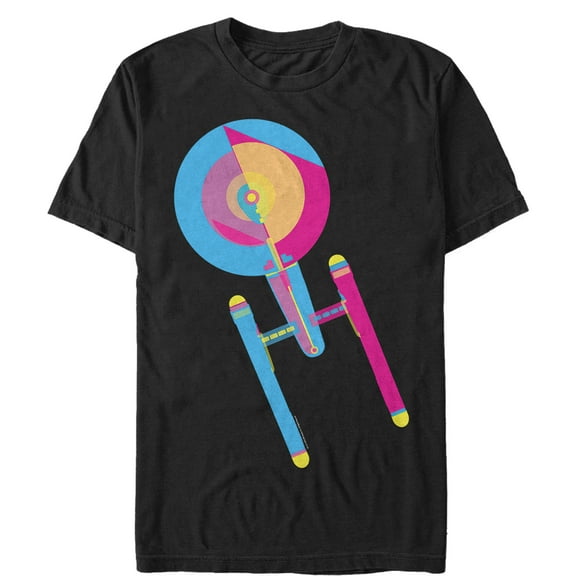 Men's Star Trek Enterprise Geometric Color  Graphic Tee Black Small
