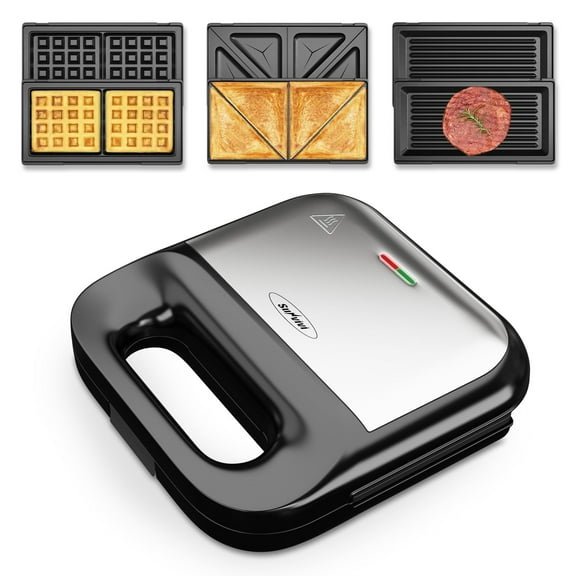 Sunvivi 3 in 1 Electric Waffle, Grill & Sandwich Maker