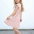 thumbnail image 4 of Crunowin Girls Summer Dress Sleeveless Round Neck Linen Look Flutter Sleeve Detail Kids Casual Summer Dress Pink Size 1T, 4 of 7