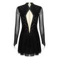 thumbnail image 6 of iiniim Womens Shiny Rhinestones Long Sleeve Figure Skating Dress Mock Neck Dance Performance Black M, 6 of 7