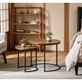 thumbnail image 3 of Nesting Coffee Table, Round Coffee Table for Living Room, Nesting Table with Wooden Tabletop and Sturdy Metal Frame, Stacking Living Room Table Nesting End Table Set of 2, Rustic Brown, 3 of 6