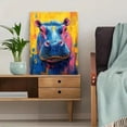thumbnail image 5 of Qisvanset 12x16 Inch Framed Canvas Wall Art Vibrant Abstract Hippo Modern Expressive Animal Living Room Decor, 5 of 8