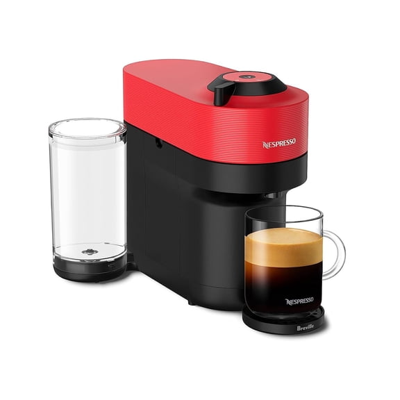 Restored Nespresso Vertuo Pop+ Coffee and Espresso Maker by Breville, Spicy Red (Refurbished)