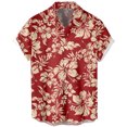 thumbnail image 2 of XIAONU Men Tree Stripe Print Shirt Short Sleeve Button Vacation Tops, 2 of 3