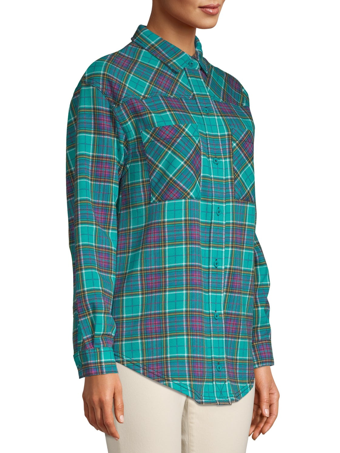 Time and Tru Women's Fleece Button Down - Walmart.com