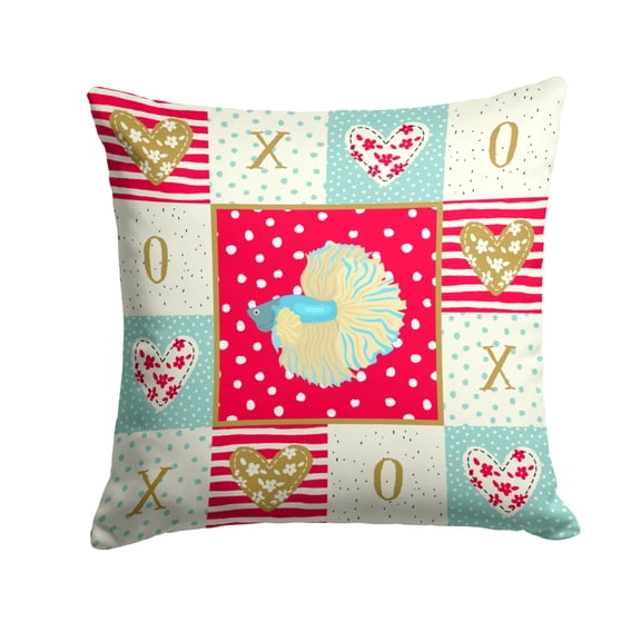 Carolines Treasures CK5486PW1414 Elephant Ear Betta Love Fabric Decorative Pillow  14Hx14W multicolor