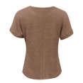 thumbnail image 4 of Tfken Summer Women Tshirts Solid Color Crew Neck Short Sleeve Tops Breathable Daily Wear Female Soft Shirts Brown, 4 of 6