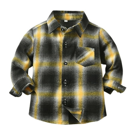 

cute tops for Long Sleeve Casual Striped Shirt Button Closure Fashion Comfortable & Soft Fabric 4-5 Years Yellow-3 new born clothes baby girl