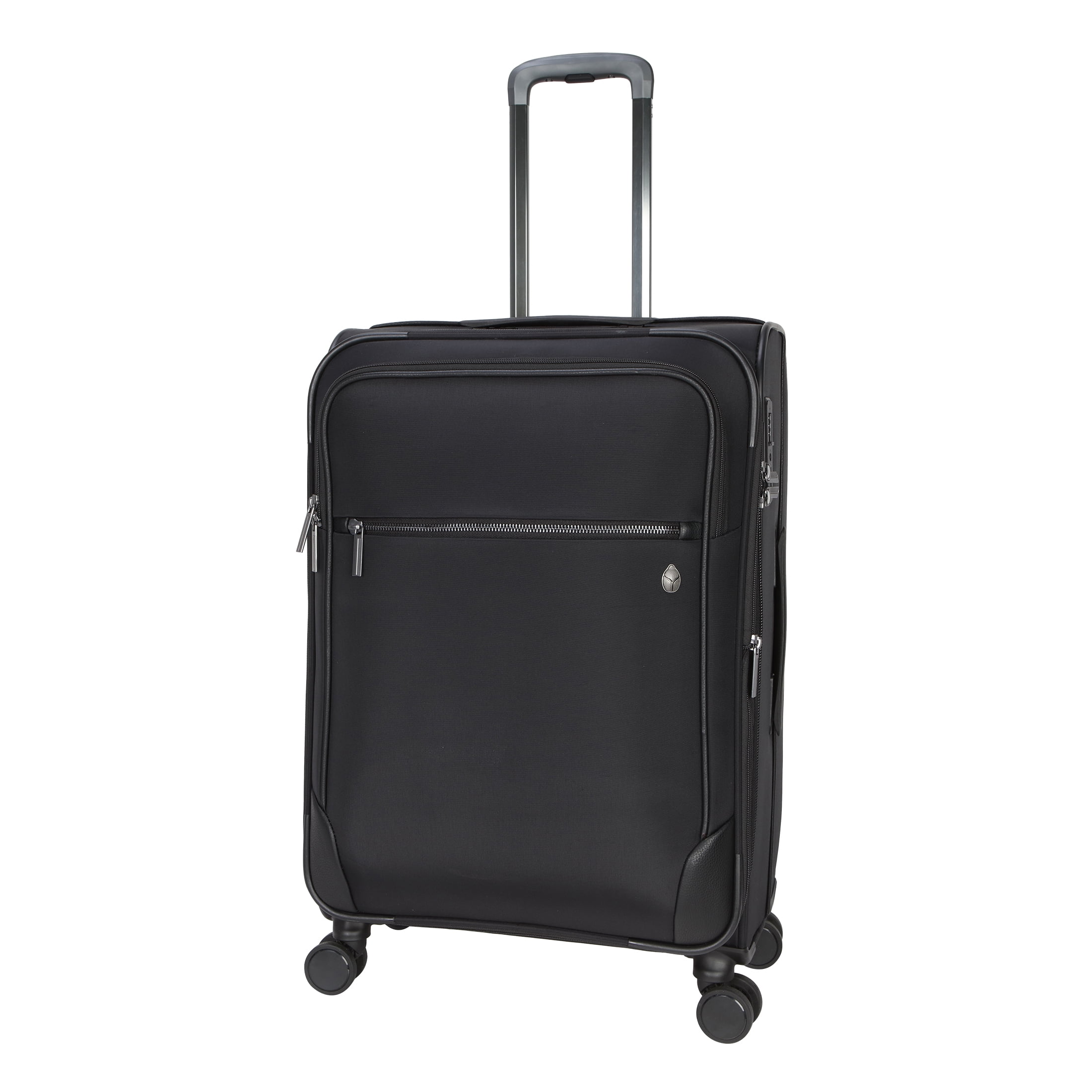 BTL 24-inch Checked Expandable Nylon Softside Upright Luggage With 360-Spinner Wheels and Divider Pockets, Black