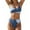 Blue, variant on uvwlwu Women's Two-Tone Ribbed Wrap Bikini Set Crisscross Cutout Top and High Waist Bottom Bathing Suit,S