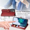 thumbnail image 6 of Wallet Case for Samsung S21 FE Magnetic Clasp Folio Kickstand Premium Leather Case with Hand Strap, [RFID Blocking] Credit Card Slots Shockproof TPU Inner Cover for Samsung Galaxy S21 FE, Red, 6 of 11