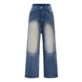 thumbnail image 5 of Mepaouo Womens Jeans High Waist Wide Leg Wash Stitch Baggy Denim Pants Flare Bootcut Trousers(Blue,L), 5 of 5