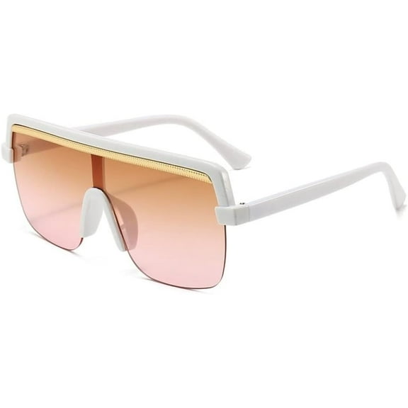 Rimless Sunglasses Women Men Retro Design Flat Top Rectangle Eyewear UV400 Big Shades Oculos Female
