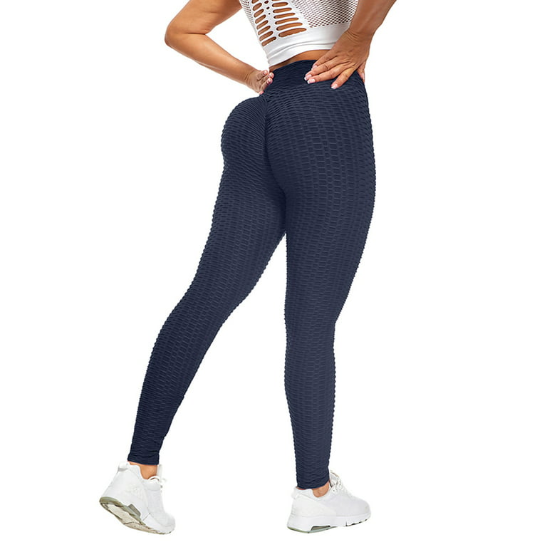 MARGOUN Medium Workout Legging Tummy Control Women High Waisted Yoga Pants Butt  Lifting Seamless Fitness Legging - Blue