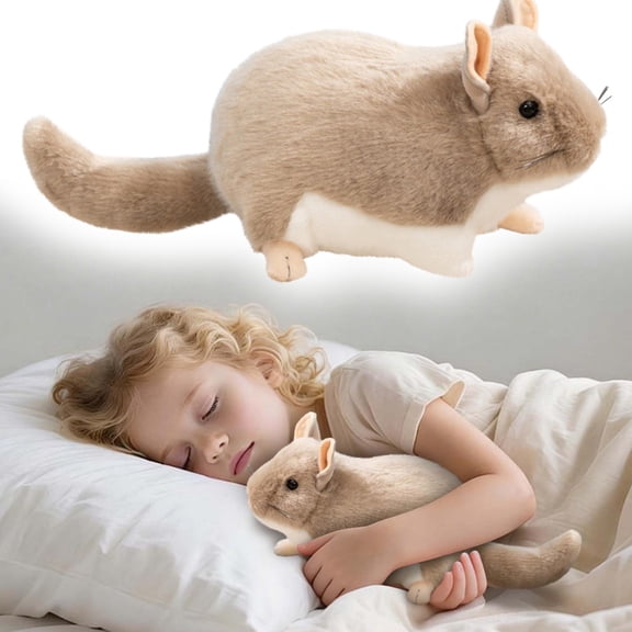 SeekLGT Realistic Chinchilla Stuffed Animal Soft Plush Doll Cuddly Weighted Style Companion Collectible Decor 1 Pack