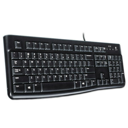 Logitech-1PK K120 Ergonomic Desktop Wired Keyboard  Usb  Black K120 Keyboard gives you a better typing experience that s built to last. Enjoy the low-profile  whisper-quiet keys and standard layout with full-size F-keys and number pad. The slim keyboard offers a spill-resistant design  sturdy tilt legs and durable keys. Simply plug it into a USB port and start using it. Wired/Wireless: Wired; Connector/Port/Interface: USB; Keyboard Design: Standard; Ergonomic: Yes.