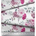 thumbnail image 3 of Soimoi Pink Poly Georgette Fabric Leaves & Rose Flower Print Sewing Fabric BTY 42 Inch Wide, 3 of 3