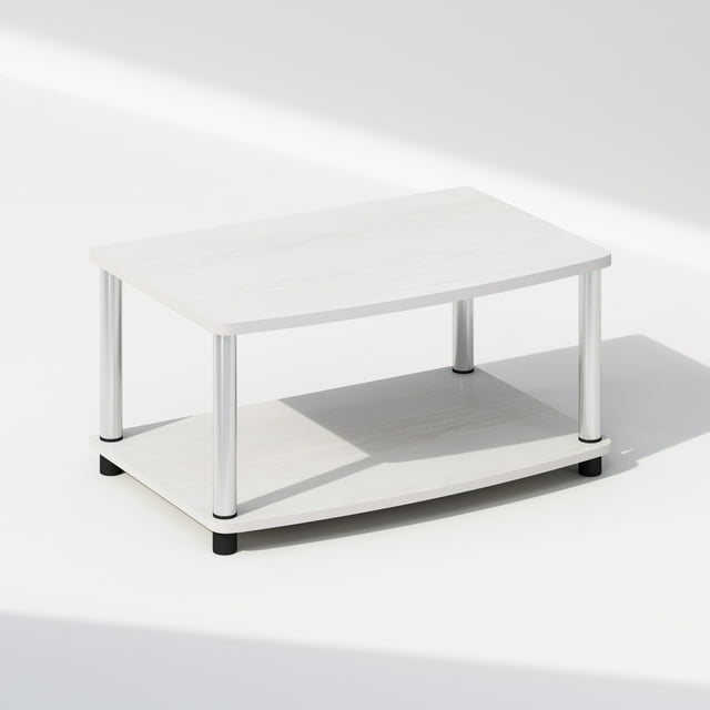 Furinno Turn-N-Tube 2-Tier Multipurpose Printer Stand Display & Storage Shelf, White Oak, Stainless Steel Tubes