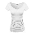 thumbnail image 1 of FashionOutfit Women's Cap Sleeve Scoop Neck Shirred Tee, 1 of 3