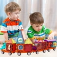 thumbnail image 4 of BUBUQE Magnetic Tiles Building Blocks with 4 Cars Magnet Train Set for Kids Construction Stem Toy for Girls Boys Toddlers, 4 of 7