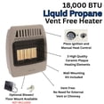 thumbnail image 3 of Comfort Glow Vent-Free 18,000 BTU Radiant Propane Heater, Heat Up To 800 Sq Ft, Indoor - KWP392, 3 of 14